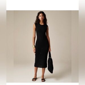 NWT J. Crew Crochet Black Open Midi Dress size Medium